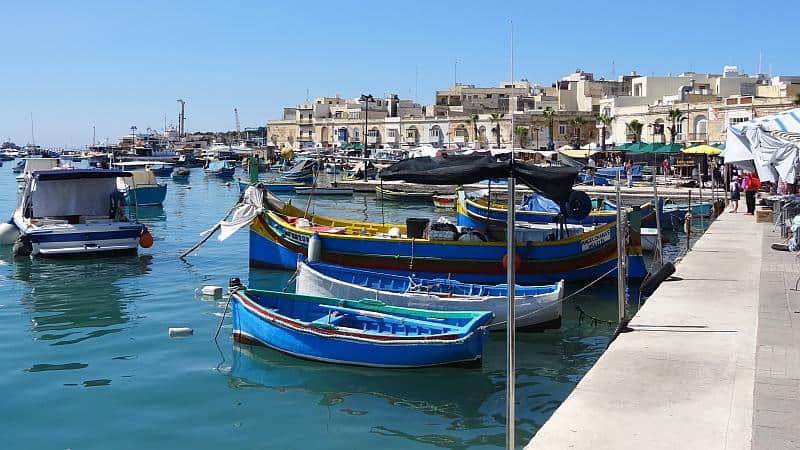 Luzzus in Marsaxlokk, Malta