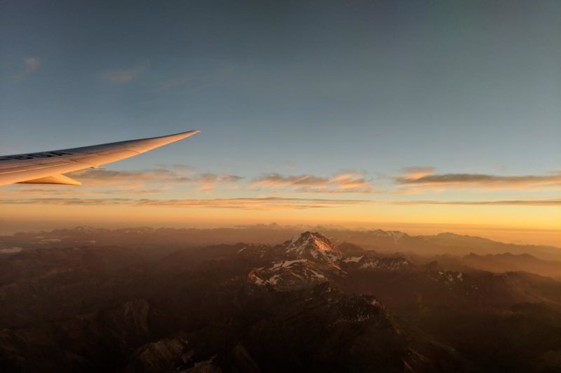 Blick auf den Aconcagua aus dem Flugzeug
