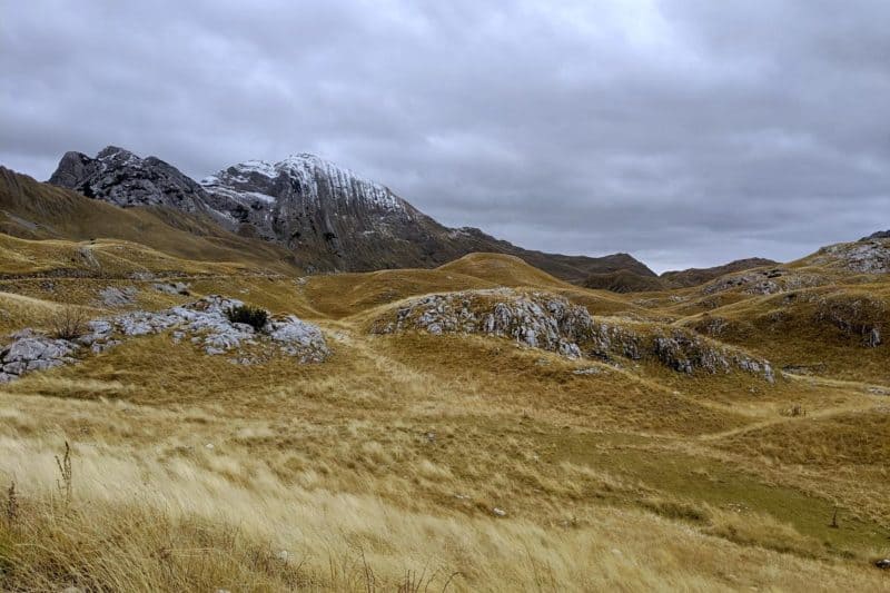 Steppenlandschaft vor den Bergen