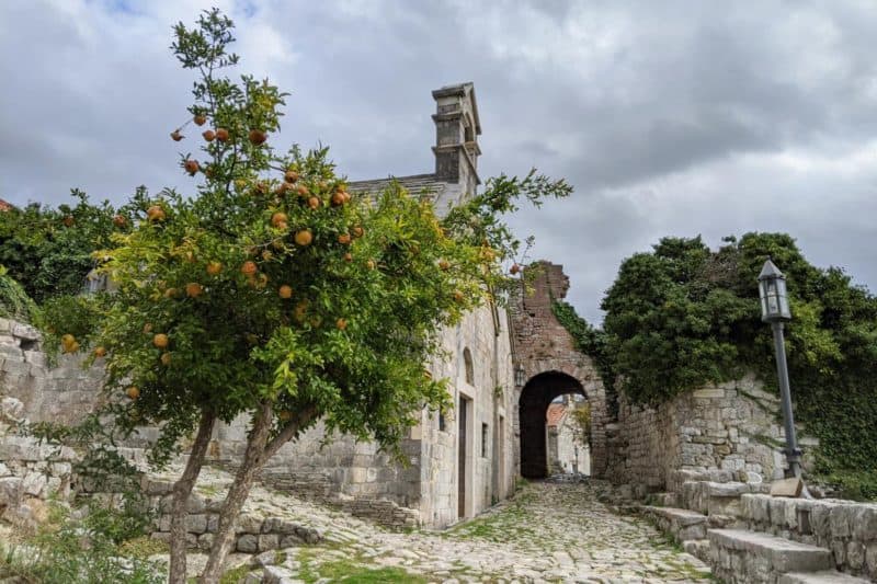 Kirche mit Orangenbaum in Stari Bar