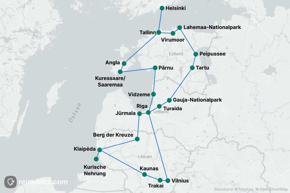 10 Tage Roadtrip durchs Baltikum - Route