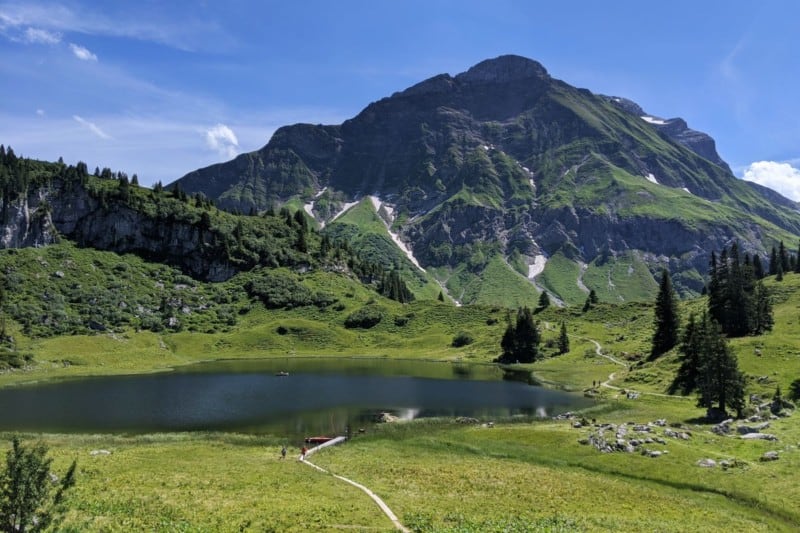 Blick auf den Körbersee im Bregenzerwald