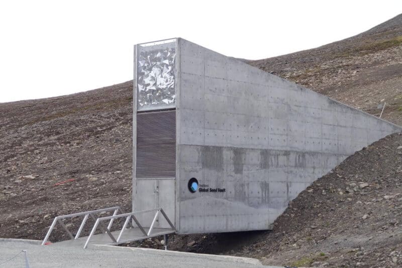 Der Eingang zum Global Seed Vault ist eine schlichte Betonröhre