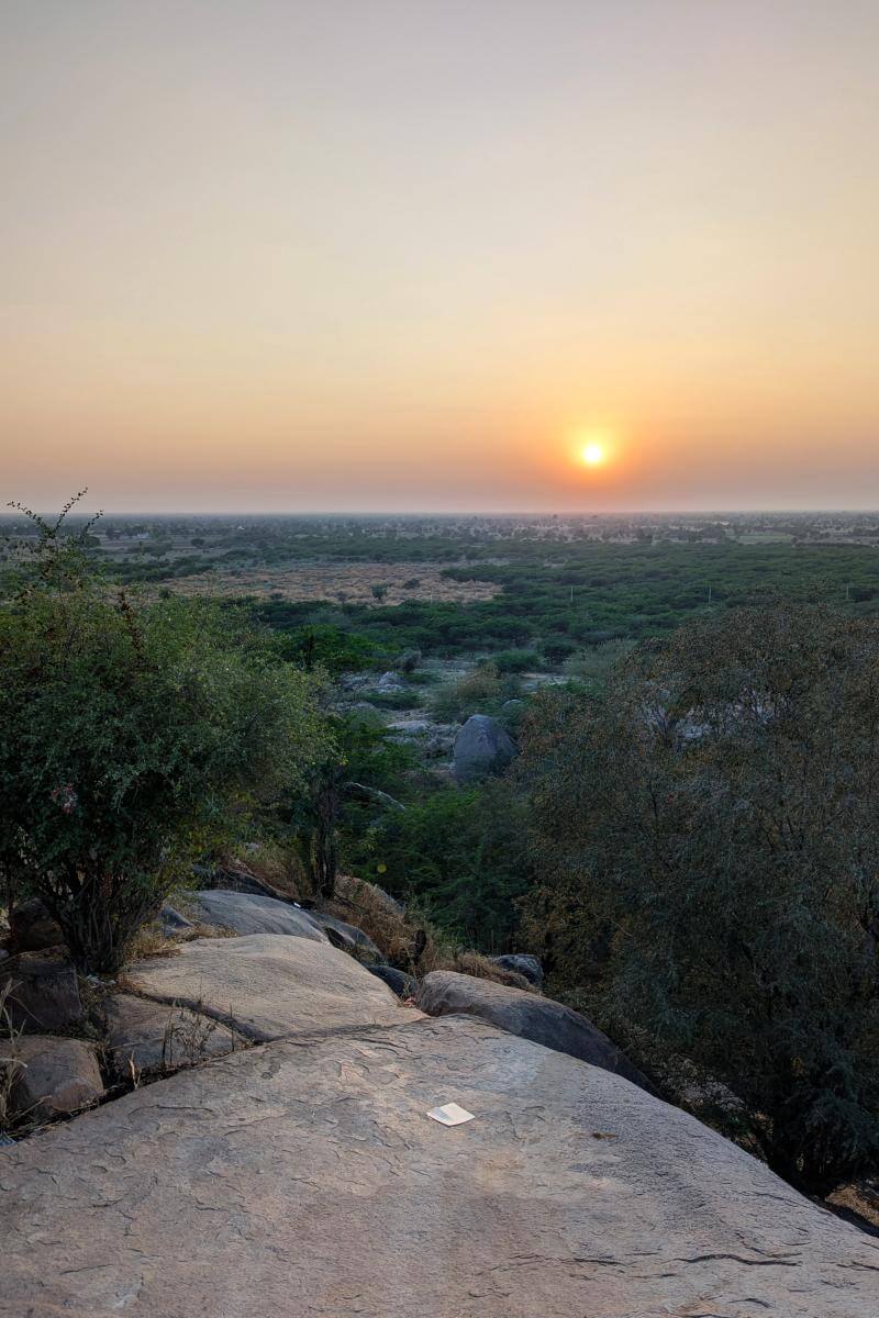Sonnenuntergang über dem Bhesad Mata Mandir